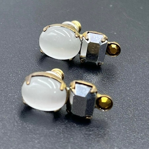 Sorrelli Signed White Opal Crystal Rhinestone drop earrings - Picture 1 of 10